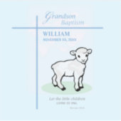 Grandson Baptisk Blue Lamb Personalisiert Aufkleber (Vorderseite)