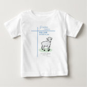 Grandson Baptisk Blue Lamb Personalisiert Baby T-shirt (Vorderseite)