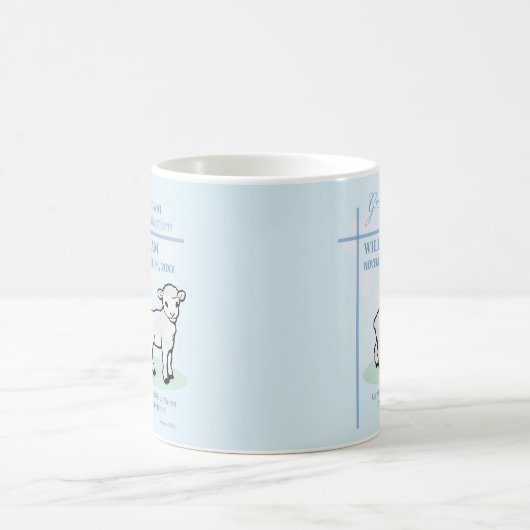 Grandson Baptisk Blue Lamb Personalisiert Kaffeetasse (Mittel)