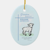 Grandson Baptisk Blue Lamb Personalisiert Keramik Ornament (Vorne)