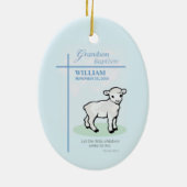 Grandson Baptisk Blue Lamb Personalisiert Keramik Ornament (Hinten)