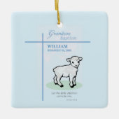 Grandson Baptisk Blue Lamb Personalisiert Keramikornament (Vorderseite)