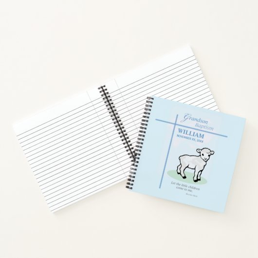 Grandson Baptisk Blue Lamb Personalisiert Notizblock (Innenseite)