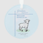 Grandson Baptisk Blue Lamb Personalisiert Ornament (Rückseite)