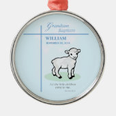 Grandson Baptisk Blue Lamb Personalisiert Ornament Aus Metall (Vorne)