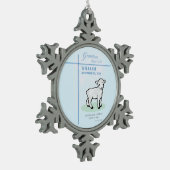 Grandson Baptisk Blue Lamb Personalisiert Schneeflocken Zinn-Ornament (Links)