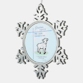 Grandson Baptisk Blue Lamb Personalisiert Schneeflocken Zinn-Ornament (Rechts)