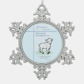Grandson Baptisk Blue Lamb Personalisiert Schneeflocken Zinn-Ornament (Vorderseite)