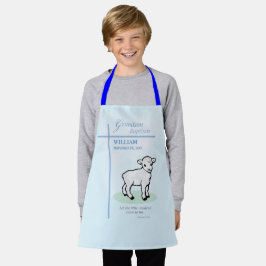 Grandson Baptisk Blue Lamb Personalisiert Schürze