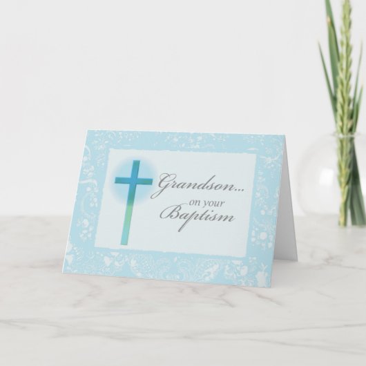 Grandson Baptism Blue Lace Karte (Vorderseite)