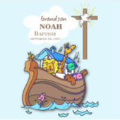 Grandson Baptism Noahs Ark Personalisiert Aufkleber (Vorderseite)