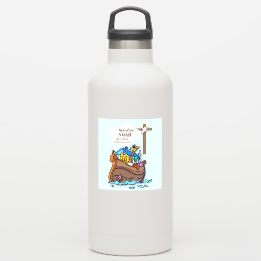 Grandson Baptism Noahs Ark Personalisiert Aufkleber (Wassserflasche)
