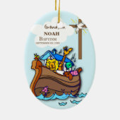 Grandson Baptism Noahs Ark Personalisiert Keramik Ornament (Hinten)