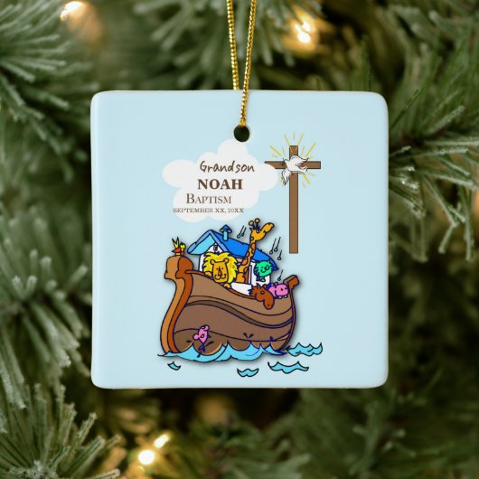 Grandson Baptism Noahs Ark Personalisiert Keramikornament (Baum)