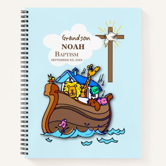 Grandson Baptism Noahs Ark Personalisiert Notizblock (Vorderseite)