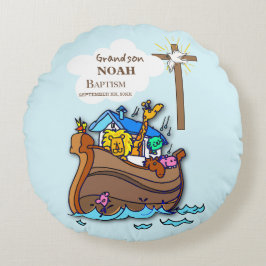 Grandson Baptism Noahs Ark Personalisiert Rundes Kissen