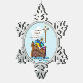 Grandson Baptism Noahs Ark Personalisiert Schneeflocken Zinn-Ornament (Rechts)
