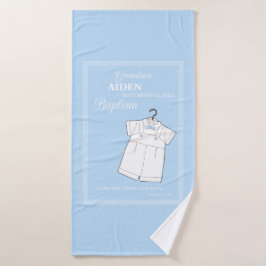 Grandson Baptisse Anzug auf Baby Blue Personalisie Badehandtuch