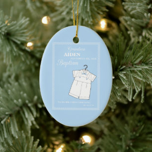 Grandson Baptisse Anzug auf Baby Blue Personalisie Keramik Ornament