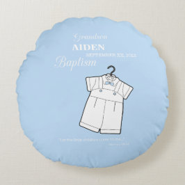 Grandson Baptisse Anzug auf Baby Blue Personalisie Rundes Kissen