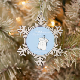 Grandson Baptisse Anzug auf Baby Blue Personalisie Schneeflocken Zinn-Ornament