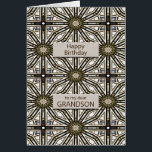 Grandson Birthday Abstrakt Mandala Design<br><div class="desc">Eine lustige Art,  Ihrem Enkel einen guten Geburtstag zu wünschen. Diese Karte hat ein sehr maskulinarisches Gefühl und besteht aus ineinander greifenden geometrischen Figuren. Die Hauptfarbe ist braun,  schwarz und weiß. Eine schöne Karte,  die ein Mann schätzen wird. Der Vers sagt ihm,  wie viel er dir bedeutet.</div>
