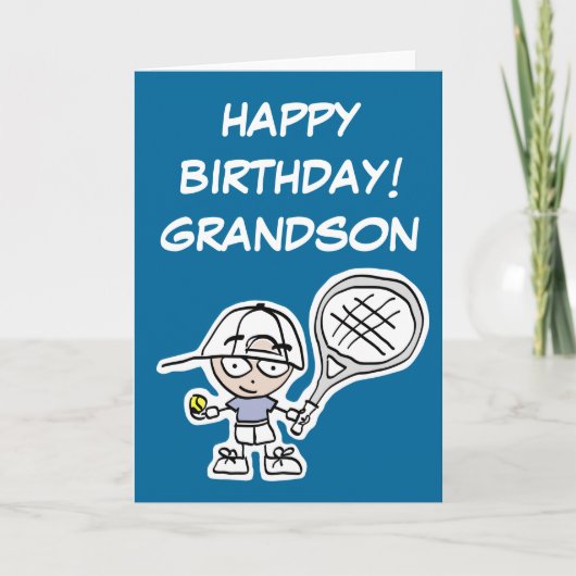 Grandson Birthday Card mit kleinem Tennisboy Karte (Vorderseite)