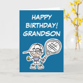 Grandson Birthday Card mit kleinem Tennisboy Karte (Gelbe Blume)