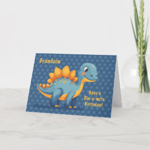 Grandson Birthday Dinosaur Dinomite Polka Dots Karte