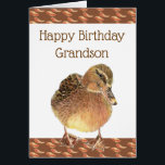 Grandson Birthday Fun Ducky Quack Quack<br><div class="desc">Der sonnige Geburtstag mit Niedlicher Duckkarte für Ihren Enkel mit dem inneren Vers über die ,  Ein kleines Entenchen mit der Feder auf der Rückseite,  er führt die anderen mit einem Quack,  Quack,  Quack und einem glücklichen Geburtstag</div>