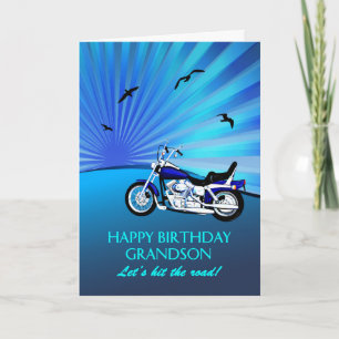 Grandson Birthday Motorrad Sunset Card Karte