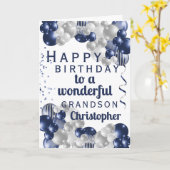 Grandson Birthday Navy Balloon Karte (Gelbe Blume)