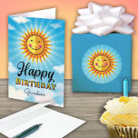 Grandson Birthday Niedlich Card Karte<br><div class="desc">Lassen Sie Ihren Enkel sich an seinem Geburtstag besonders fühlen,  indem Sie ihm diese fröhliche,  dekorative Sonne in Gelb und Orange senden,  die im blauen Himmel mit Wolken schwebt. Im Text steht: "Die Sonne scheint an dem Tag,  an dem du geboren warst,  nur etwas heller."</div>