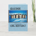 Grandson Birthday, Pinguine Karte<br><div class="desc">Eine schöne Gruppe Pinguine aus dem Südpol sind bereit,  Ihrem Enkel einen guten Geburtstag zu wünschen. Diese Karte wird eine wunderbare Überraschung für einen Jungen,  der Tiere mag.</div>