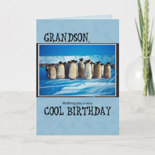 Grandson Birthday, Pinguine Karte