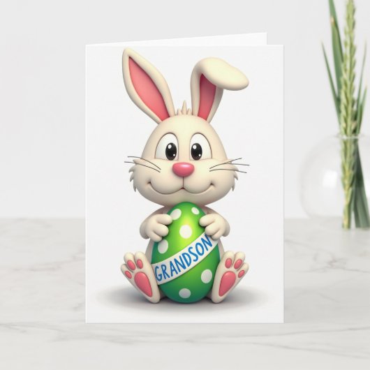 Grandson Bunny Egg Greeting Card Karte (Vorderseite)