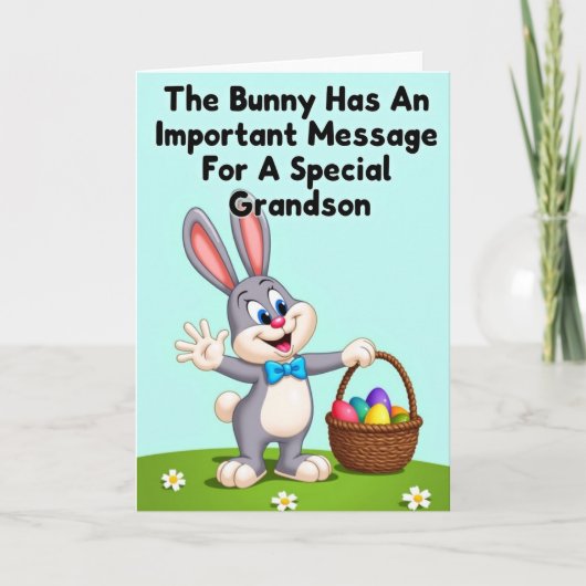 Grandson Bunny Message Card Karte (Vorderseite)