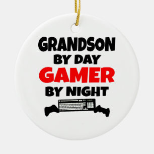 Grandson by Day Gamer by Night Keramik Ornament