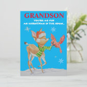 Grandson Christmas Flat Holiday Card Feiertagskarte (Stehend Vorderseite)