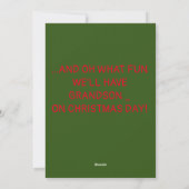 Grandson Christmas Grußkarte Feiertagskarte (Rückseite)