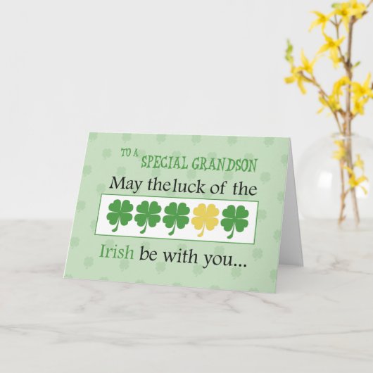 Grandson, das Glück der Irish St. Patrick's Day Cl Karte (Gelbe Blume)