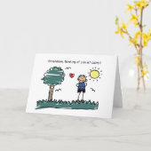 Grandson denkt an Sie im Summer Camp Stick Figu Karte (Gelbe Blume)