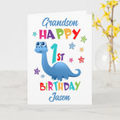 Grandson Dinosaur 1. Geburtstag Karte (Gelbe Blume)