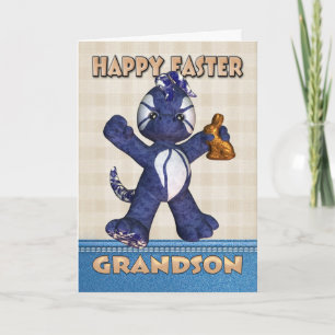 Grandson Easter Card - Denim Dragon Chocolate Feiertagskarte