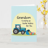 Grandson Easter Wishes Tractor Card Karte (Gelbe Blume)