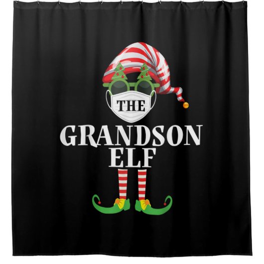 Grandson Elf Matching Christmas Duschvorhang (Vorderseite)