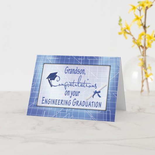 Grandson, Engineering Graduation Gratulationen Karte (Gelbe Blume)