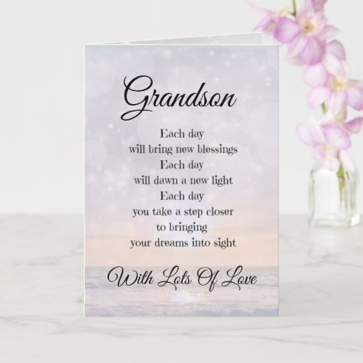 Grandson Ermutigung Gedicht Design Gruß Karte (Orchidee)