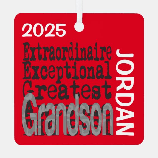 Grandson Extraordinaire CUSTOM Ornament Aus Metall (Rückseite)