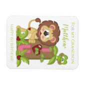 Grandson First Birthday Niedlich Lion Foto Card Magnet (Horizontal)